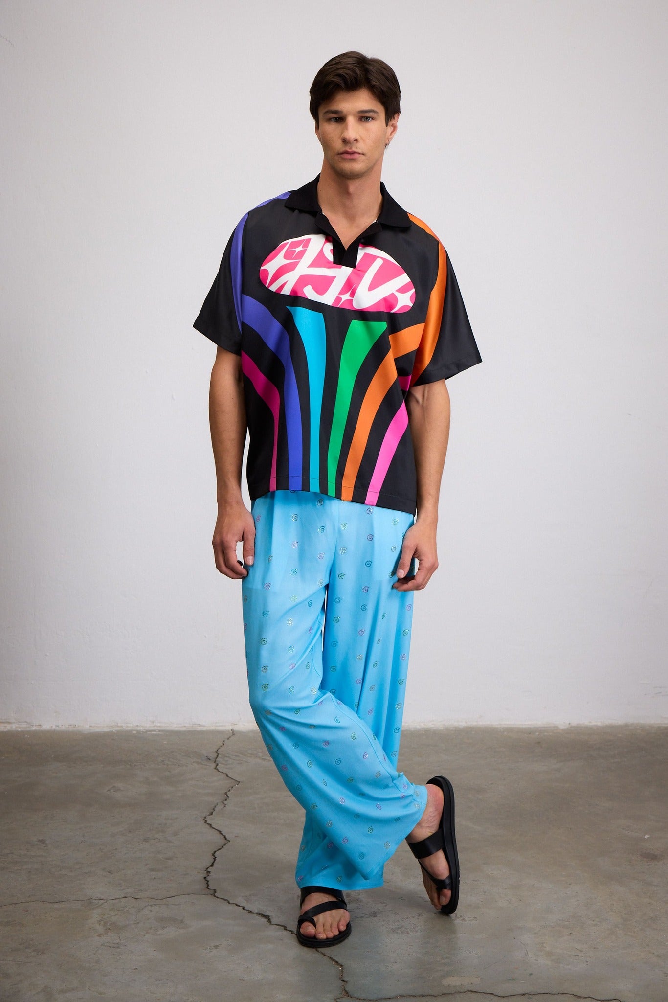 FLASHLAND COLOR BLOCK JERSEY SHIRT WITH COLLARS