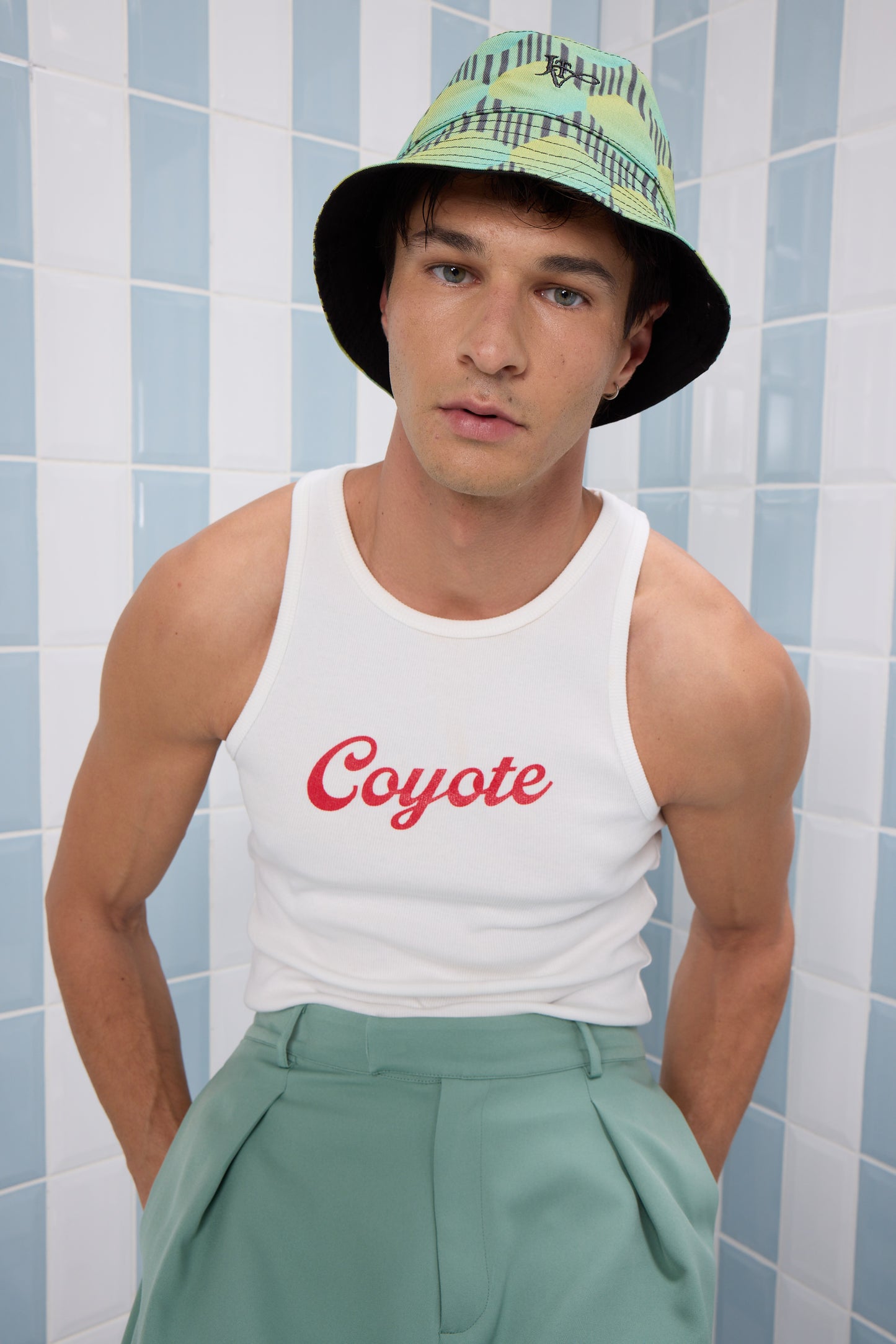 JETT GREEN DOTTED BUCKET HAT