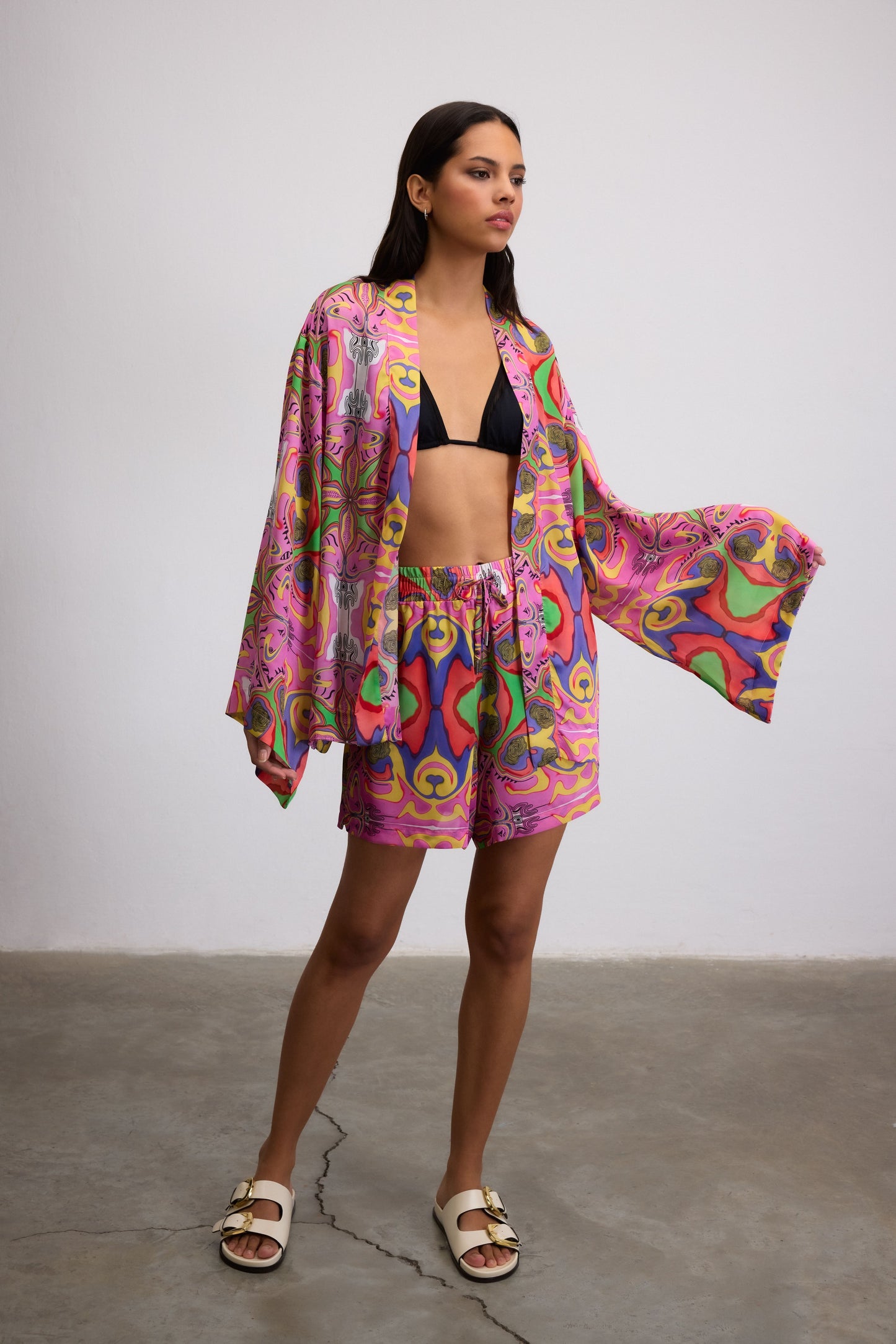 PSYCHEDELIC PRINTED BLUSHWAVE SHORT CAFTAN