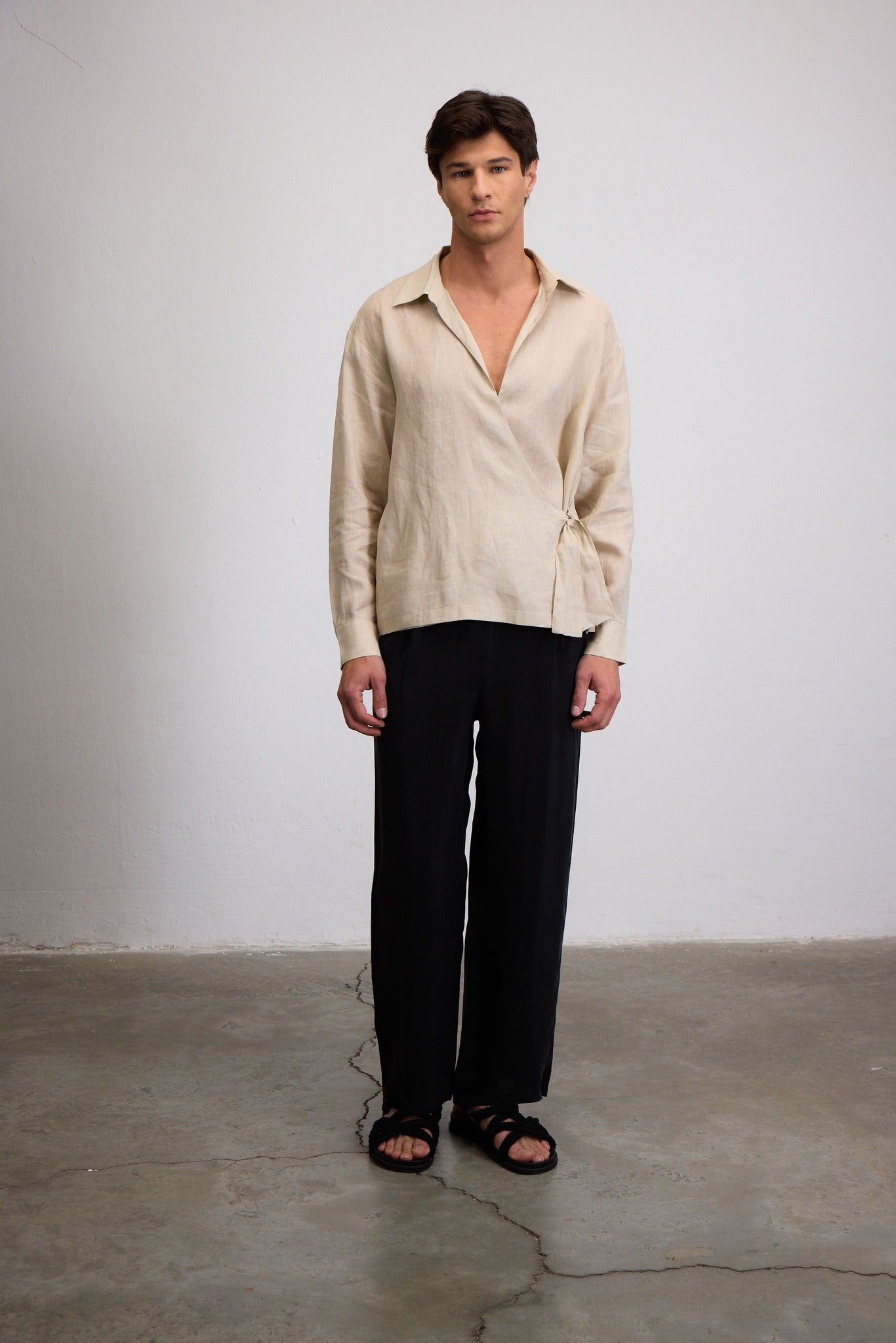 KAJI LINEN WRAP SHIRT- BEIJE