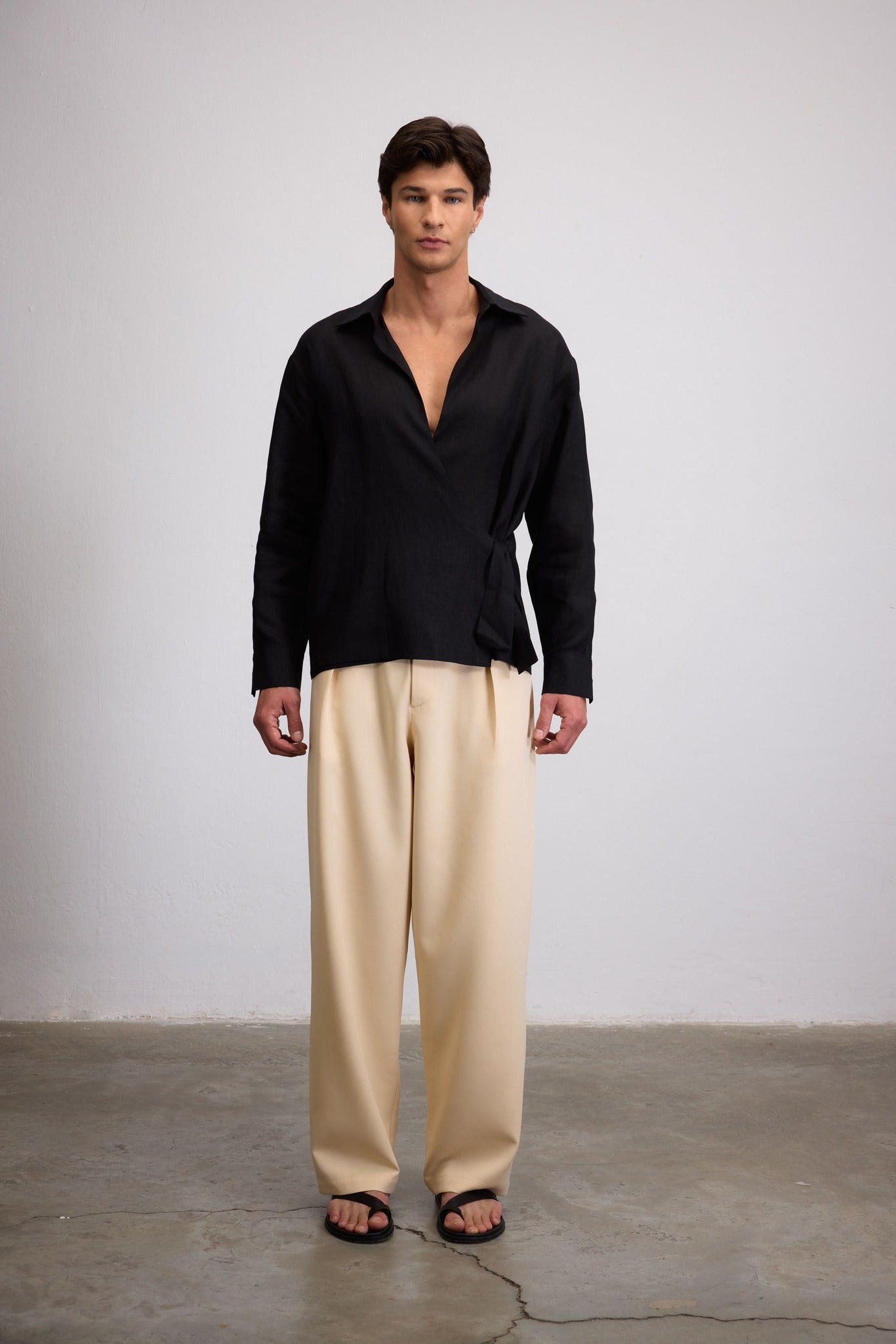BASIS WIDE-LEG PANTS - BUTTER