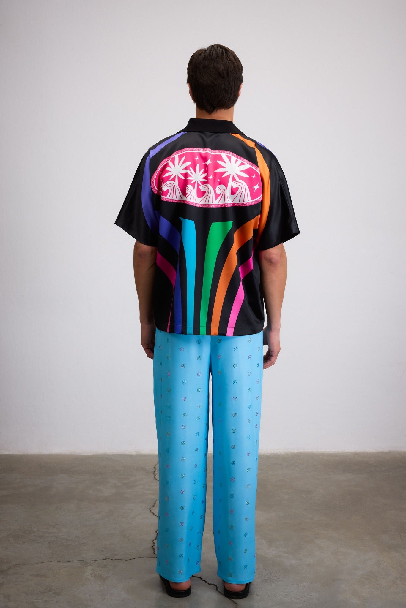 FLASHLAND COLOR BLOCK JERSEY SHIRT WITH COLLARS