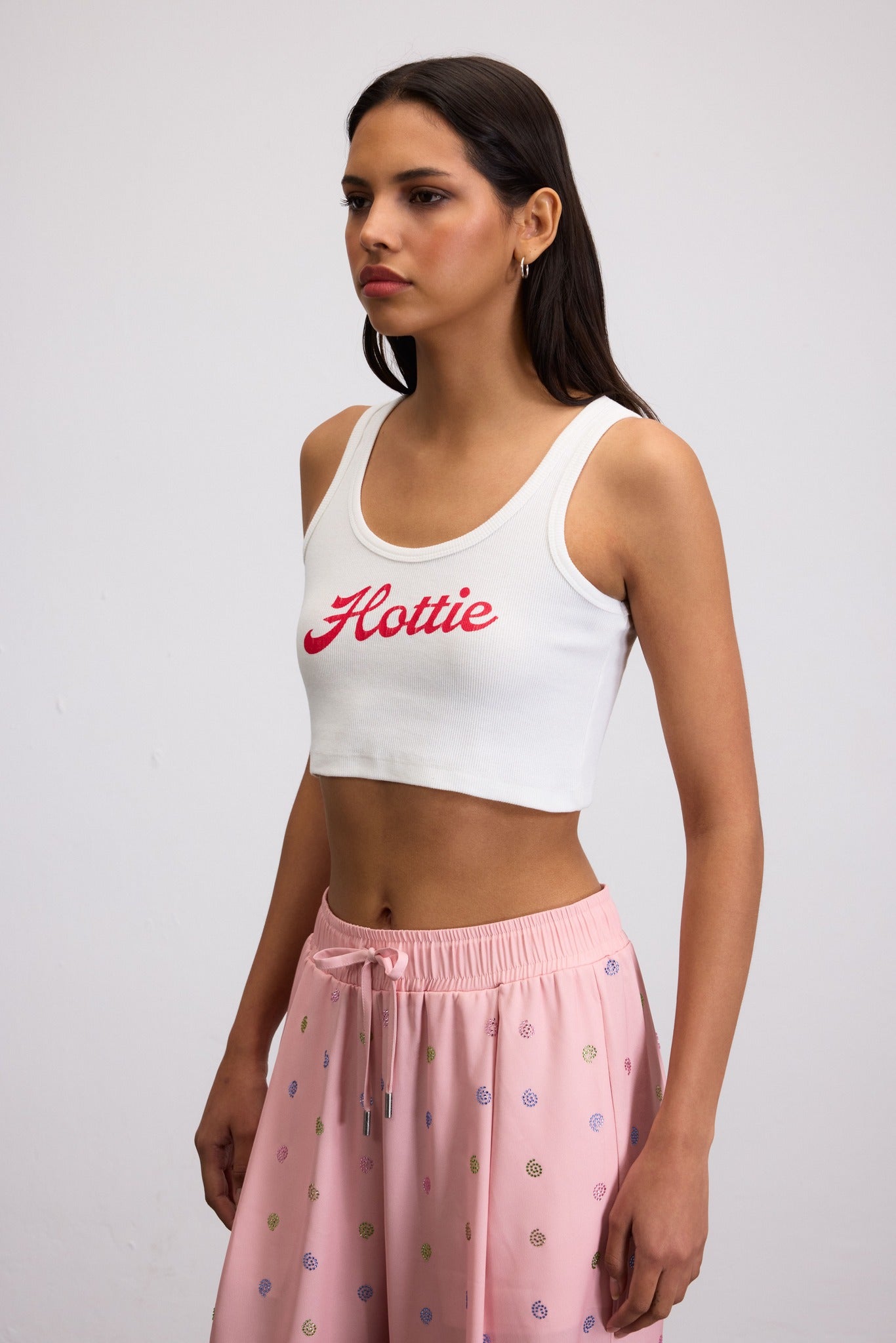 HOTTIE PRINT RIBBED CROP TOP