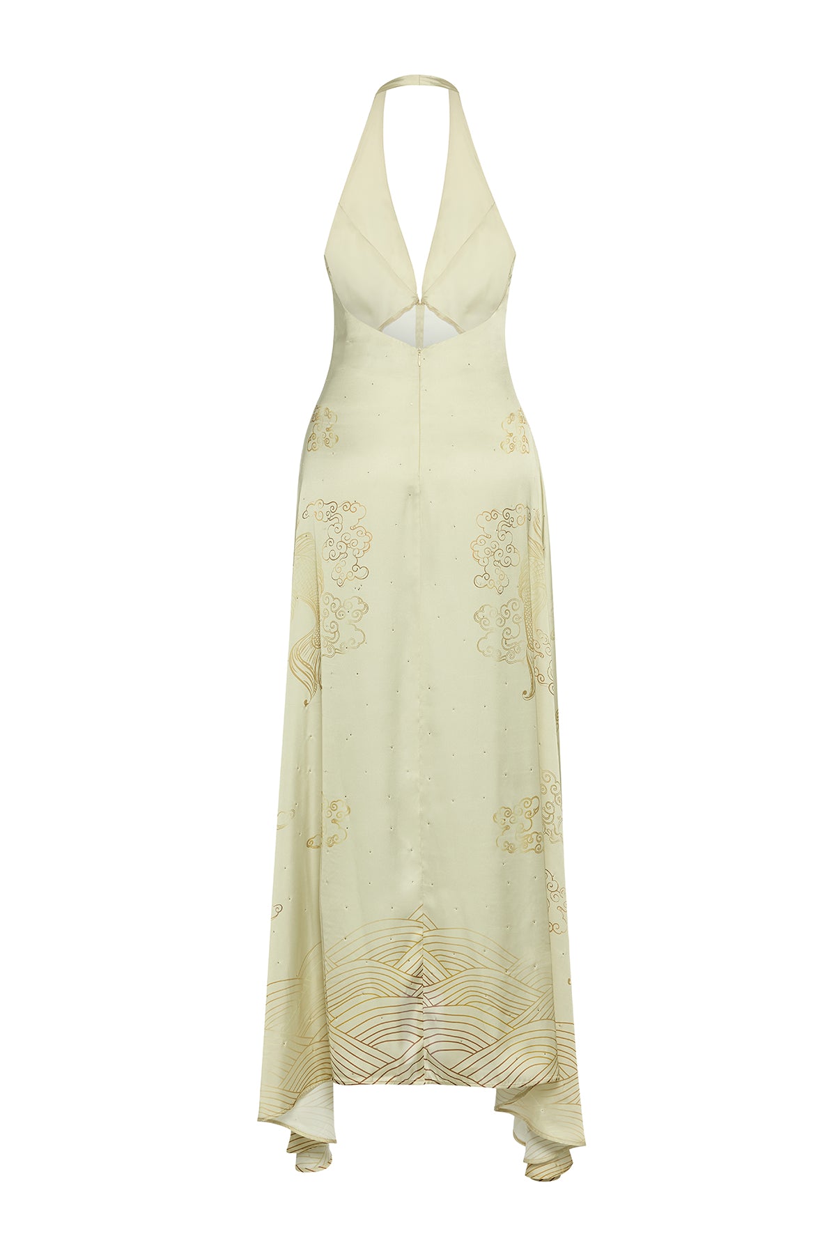 GOLDEN KOI MAXI DRESS WITH CRYSTAL HEM