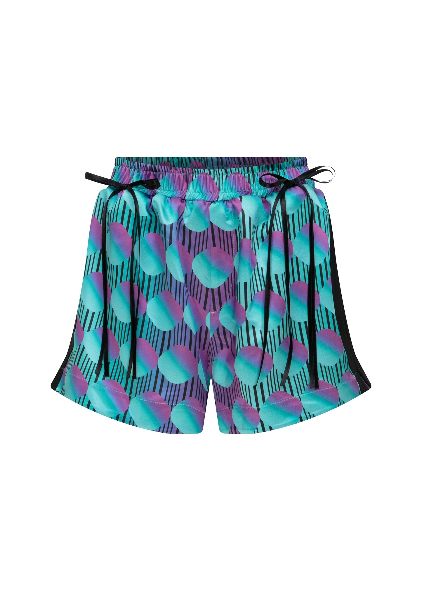 JETT POLKA DOT ELASTIC WASITED SHORTS WITH BOW DETAIL - PURPLE