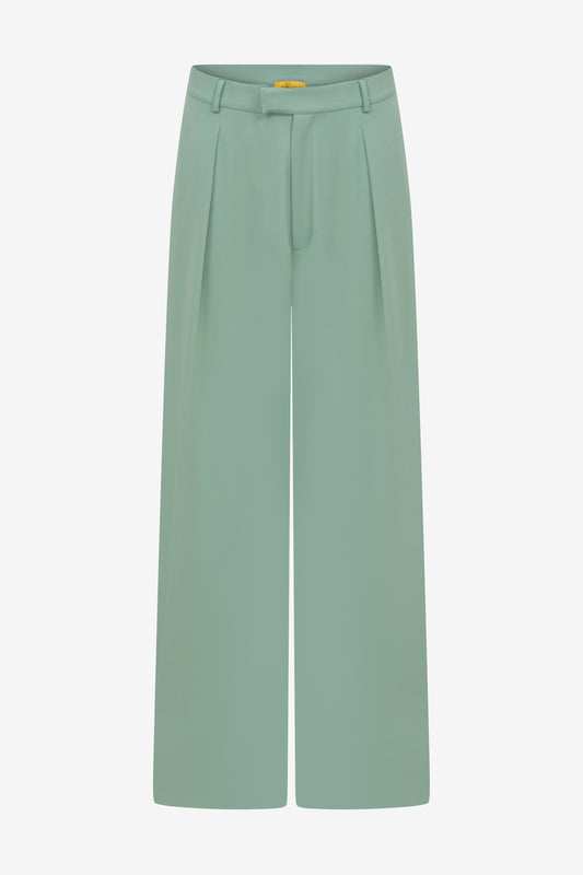 BASIS GREEN WIDE-LEG PANTS