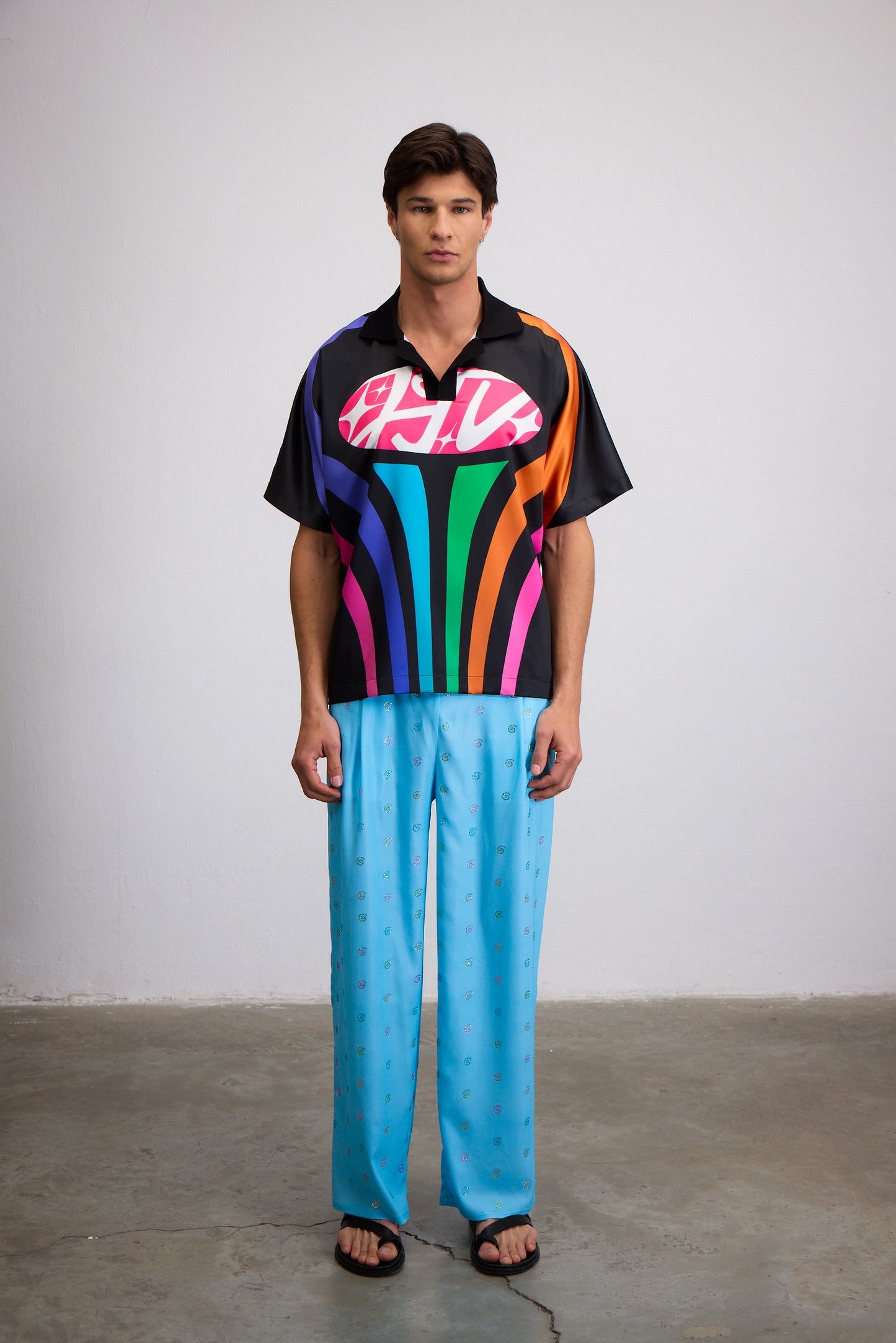 FLASHLAND COLOR BLOCK JERSEY SHIRT WITH COLLARS