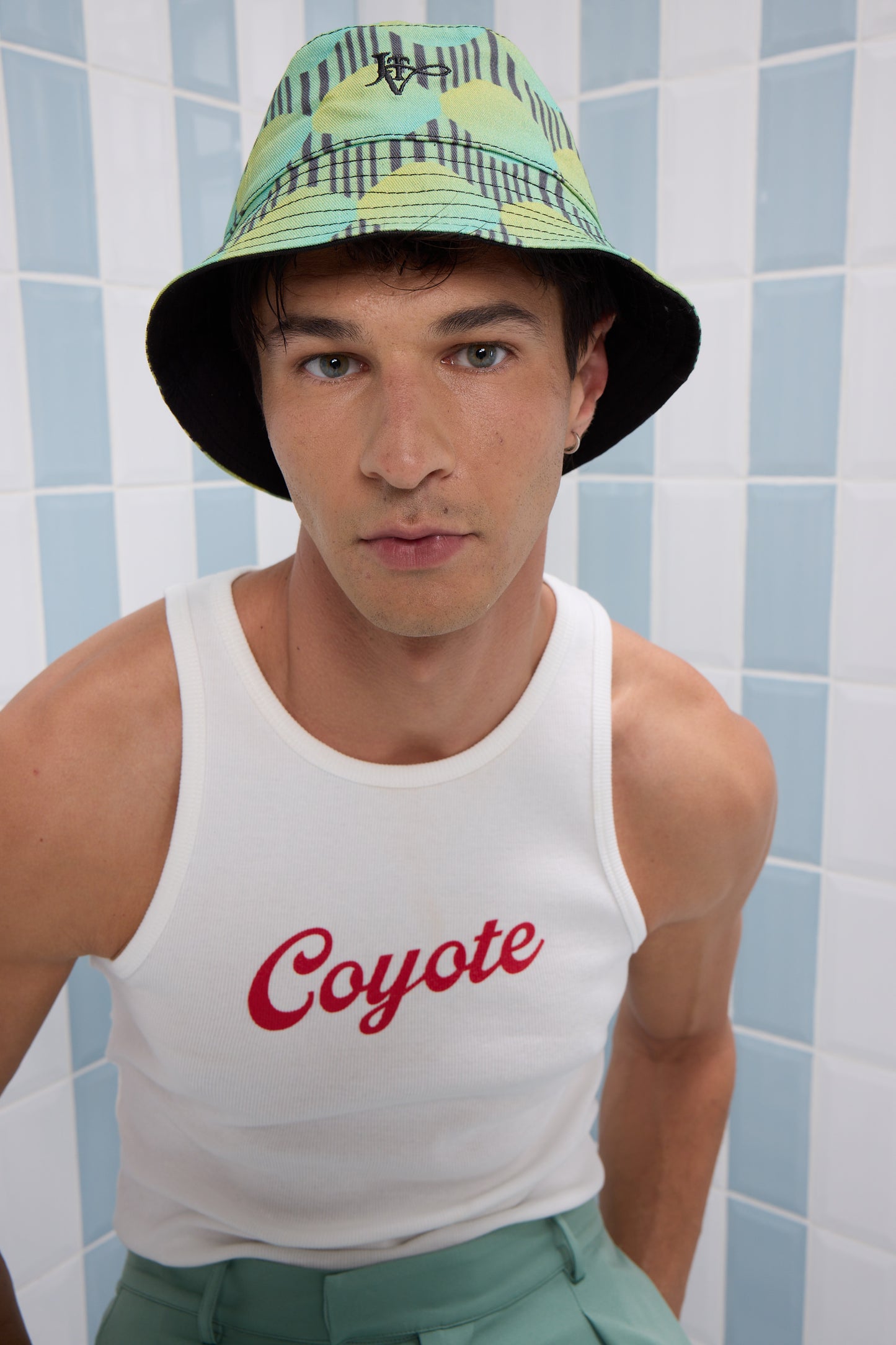 JETT GREEN DOTTED BUCKET HAT