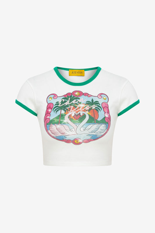 EDEN KISS SWAN PRINT BABY TEE