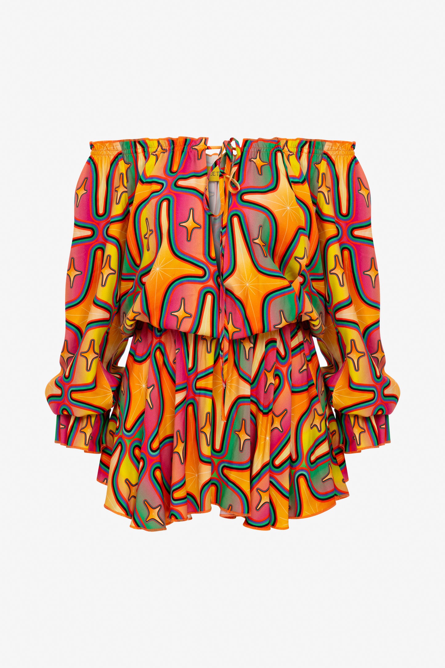 SIRIUS STARRY PRINT OFF-SHOULDER MINI DRESS