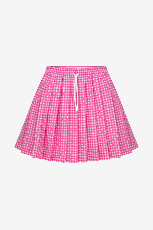 SWEETHEART GINGHAM PLEATED PINK SKIRT