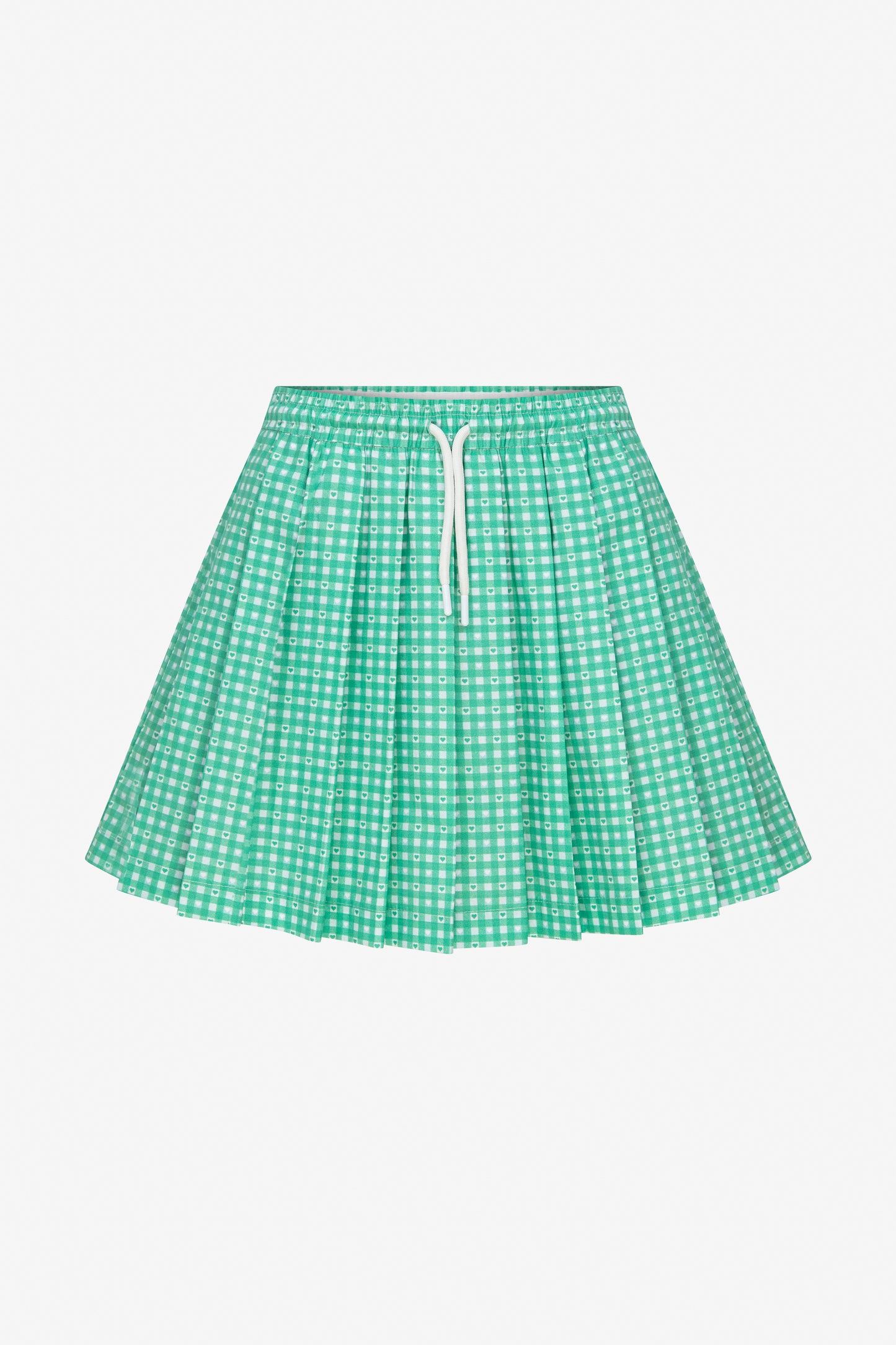 SWEETHEART GINGHAM PLEATED MINI SKIRT - GREEN