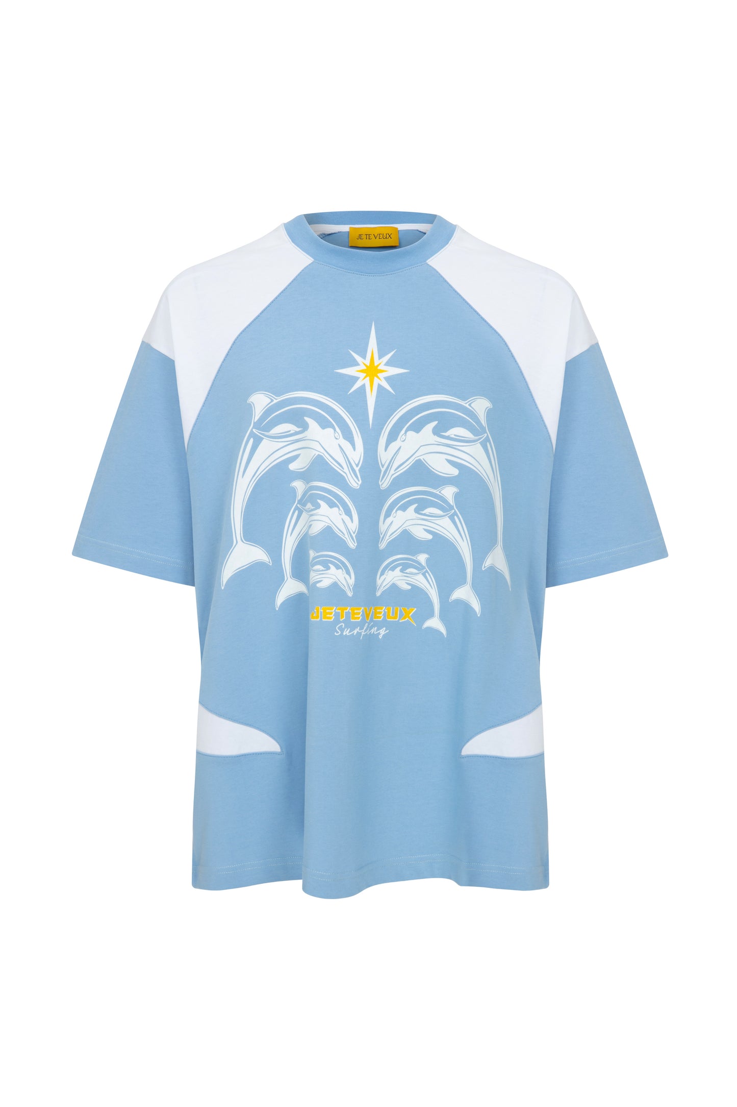 OFF SHORE DOLPHIN PRINTED BLUE T-SHIRT