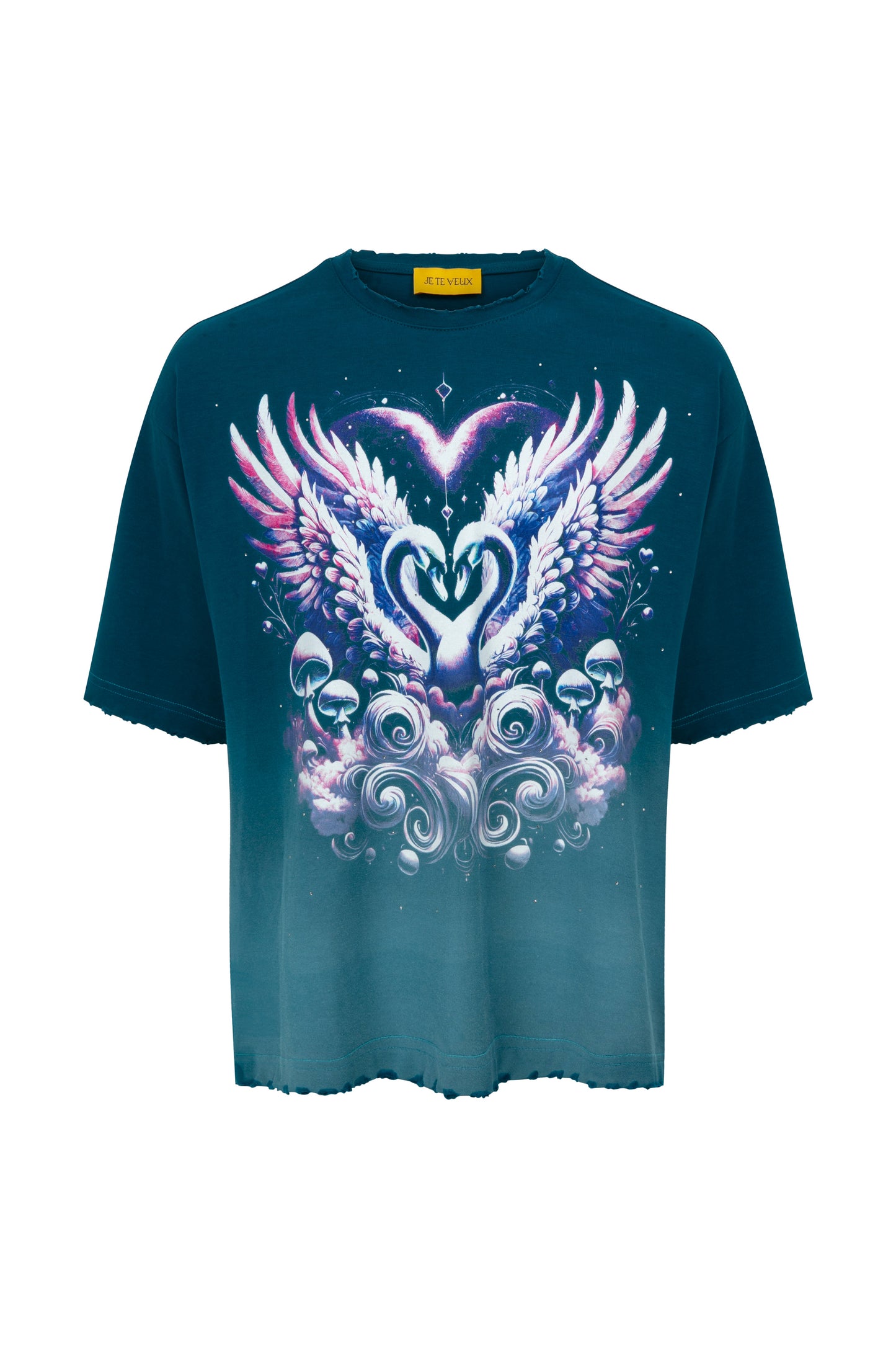FAE HEART PRINTED BLUE T-SHIRT