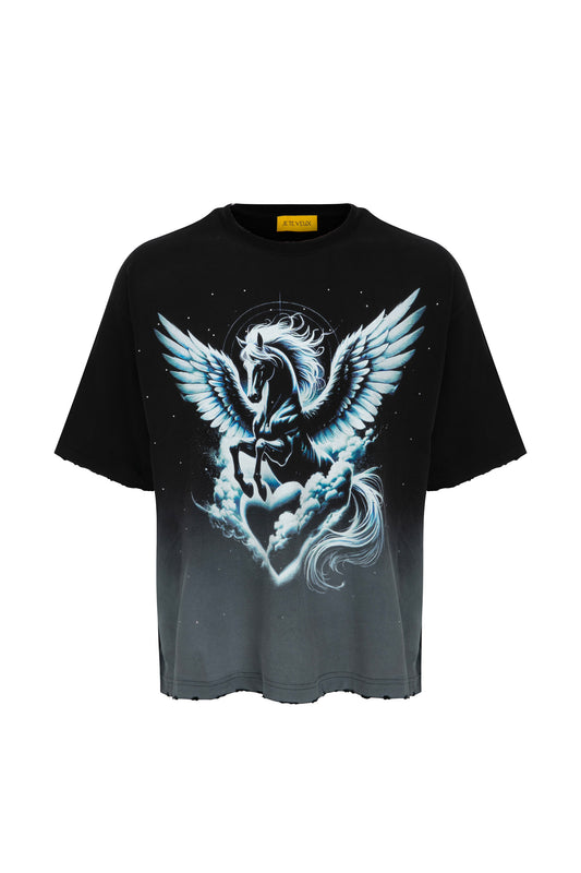 FANTASTICA WINGED HORSE PRINTED T-SHIRT