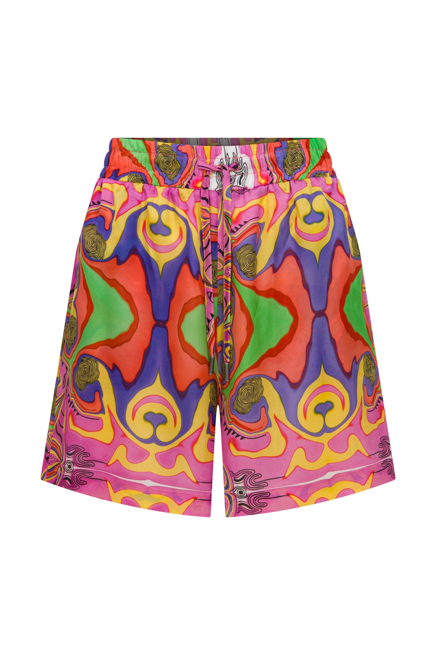 PSYCHEDELIC PRINTED  BLUSHWAVE DRAWSTRING SHORTS