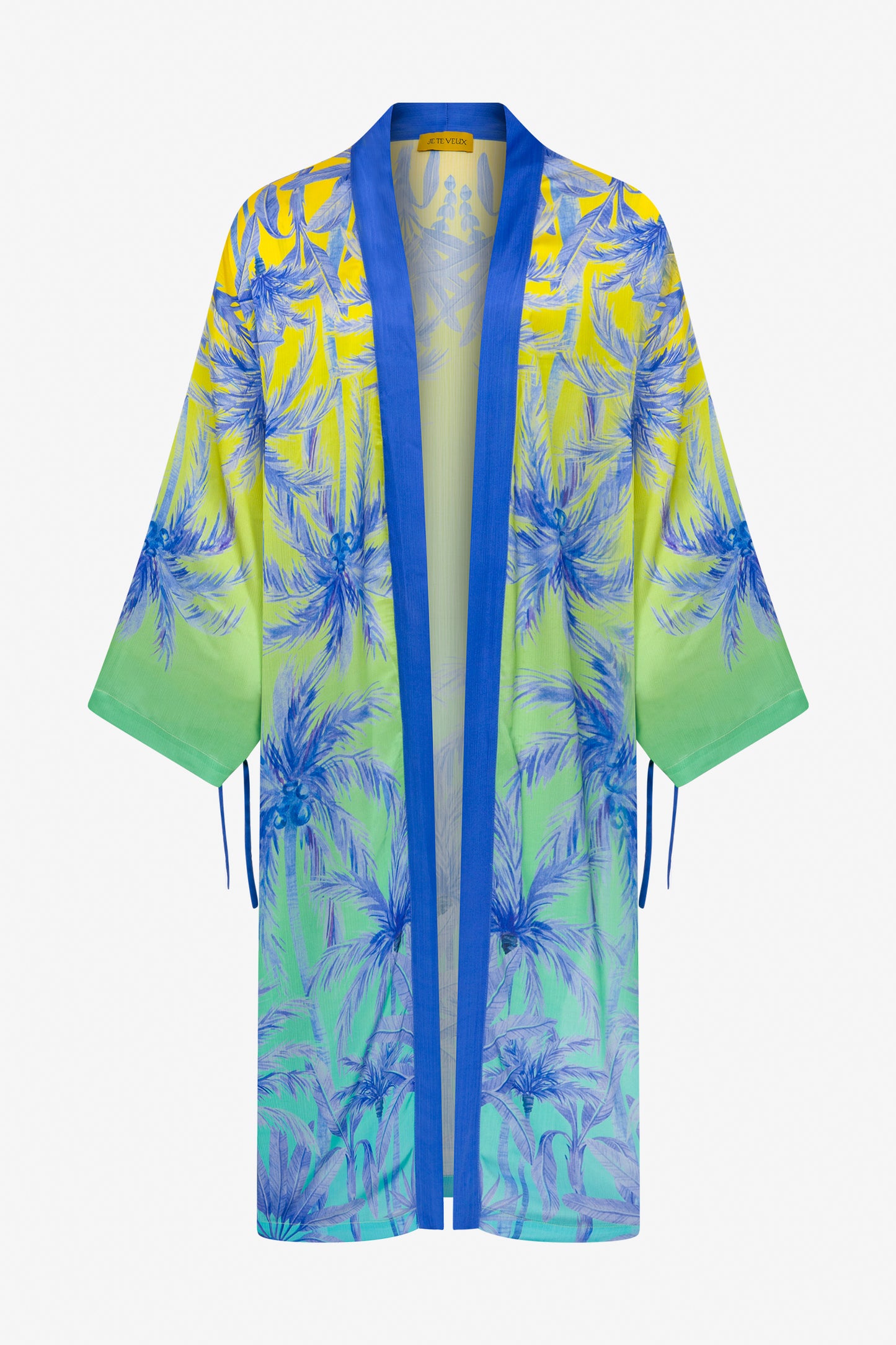 Tree Motif Printed Jungle Glow Open-Front Longline Jacket